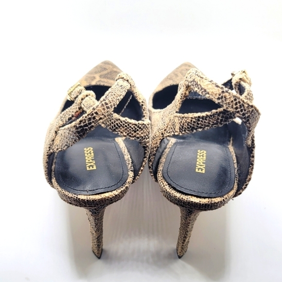 Express Womens Slingback Pump Multicolor Snakeskin Print Stiletto Heel Sz 9M - Picture 3 of 12